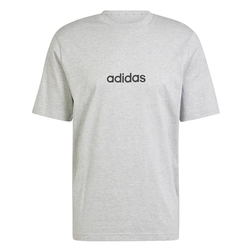 adidas Herren Essentials LINEAR Single Jersey Tee, medium Grey Heather/Black, L
