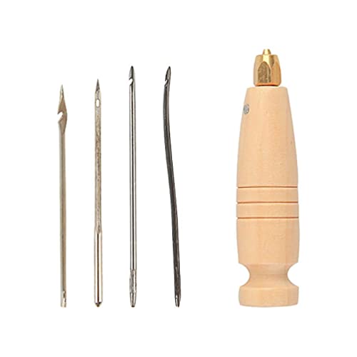 4 in 1 Stitching Awl Tool Wood Handle Leather Stitching Sewing Awl DIY Handmade Leather Craft Hole Tool for DIY Handmade Leather Tools