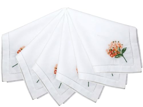 Servilletas de Tela Bordadas Set 6 Naranja 20x20 pulg miniatura 1