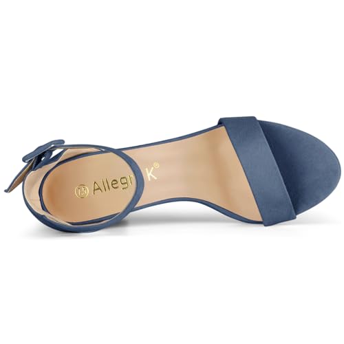 Image of Allegra K Women's Open Toe Chunky High Heel Buckle Ankle Strap Sandals | 3 3 /8 inches Heels with Faux Suede, Comfortable Block Heels Sandal for Women, Summer Dressy Shoes