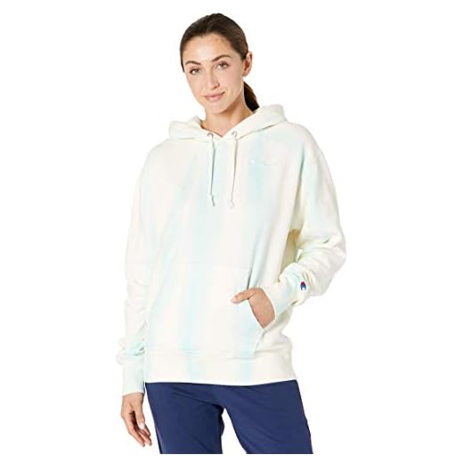 Champion Lightweight Fleece Hoodie Feather Dye Feather Dye Chalk White/Ice Fall LG