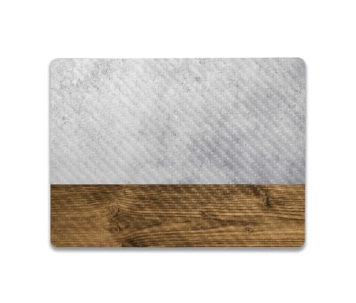 Image of MightySkins Carbon Fiber Skin Compatible with Microsoft Surface Laptop Go 3 (2023) Full Wrap Kit - Concrete Wood | Protective, Durable Textured Carbon Fiber Finish | Made in The USA