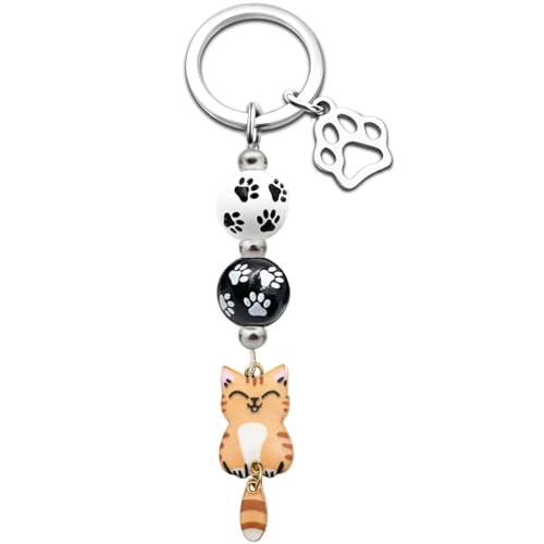 Rikhiua Cute Orange Cat Keychain Funny Cats Gifts for Cat