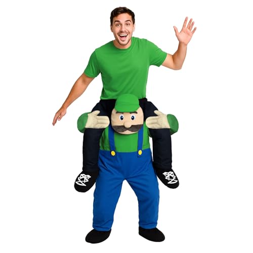 Morph Green Plumber Piggyback Costume, Piggyback Costumes Adults, Halloween Costumes Men