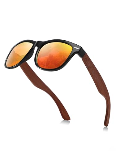 Image of Polarized Wooden Sunglass for Men: UV400 Protection Reduce Glare - Best Gift for Beach Camping Driving
