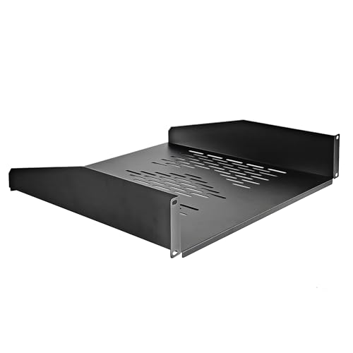 RIVECO 19 2U Rack Shelf Server Cabinet Mount Vented Cantilever Tray for Network Equipment 18 Inches 45 CM Depth Black