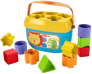 Fisher-Price FFC84 - Baby's First Building Blocks Baby Toy Shape Sorting Game with Play Cubes and Bucket for Storage, Baby Toys from 6 Months