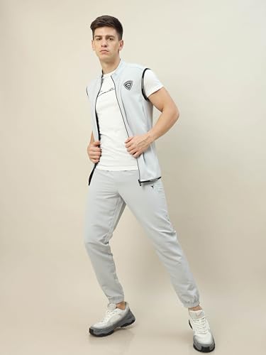 Image of TECHNOSPORT Men's Solid Slim Fit Sleeveless Fleece Regular Jacket