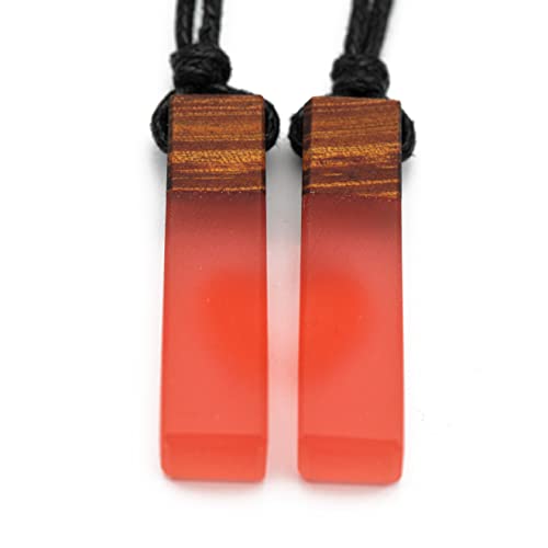 Collier cœur rouge en bois fait main et résine époxy unique - 3