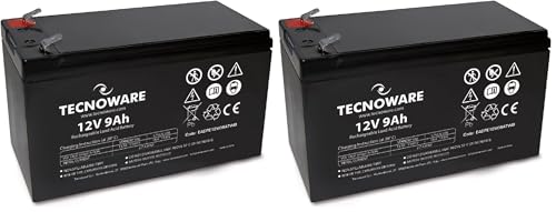 Image of Tecnoware Power Systems - 12V 9Ah Sealed Lead-Acid Battery, for UPS, Video Surveillance and Alarm Systems, Faston Connection 2.5 Inch, Long Lasting, Maintenance-Free, Black, 9 Ah (Pack of 2)