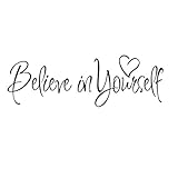 Tamaño: como Imagen htrdjhrjy Hermoso Frase Pared Adhesivos Removibles Believe IN Yourself Vinilo Adhesivo Decoración Hogar Bricolaje para Decoración Hogar - Negro Horizontal 55 18cm, Large