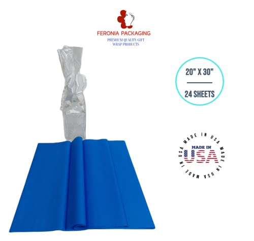 Quadrados de papel de seda azul safira, 24 folhas, embrulho de presente premium e materiais de arte