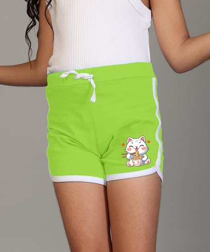 Image of KYDA KIDS Girls 100% Pure Cotton Printed Shorts | Regular Fit Soft Breathable Summer Wear | Multicolor Kids Shorts (Pack of 3)