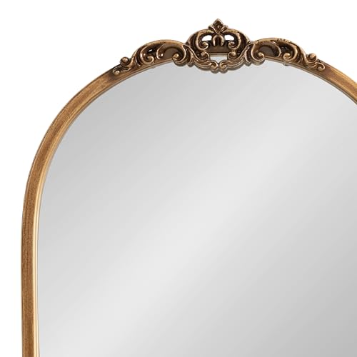 Kate and Laurel Myrcelle Traditional Arched Tabletop Easel Mirror, 14 x 19, Gold, Vintage Small Arch Mirror with Ornate Garland Detailing Along The Crown and Edges of The Frame by Kate and Laurel - Image 3