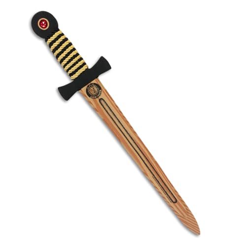 Liontouch - Espada WoodyLion Dorada/Negra, Niños 3+ Años | Juguete de Espuma con Aspecto de Madera para Juego de rol en el Bosque | Armas y Armaduras Seguras y Flexibles para Disfraces y Trajes