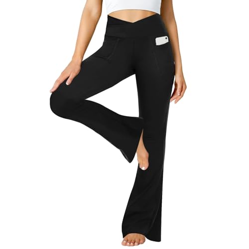 ZOOSIXX Flare Yoga Pants for Women, Crossover Soft Bootcut Leggings