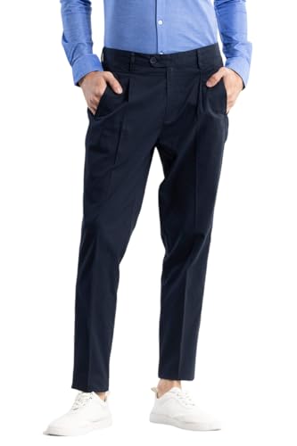 Image of SNITCH Men Trousers | Slim Fit Ankle Length | Smooth Cotton Fabric | Formal