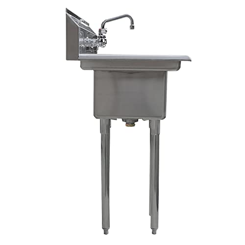 Image of AmGood Stainless Steel Prep & Utility Sink | 304 Stainless Steel | Restaurant, Kitchen, Laundry, Garage | NSF (Bowl Size: 10 inchx14 inchx10 inch + Faucet + 2 Drainboards)