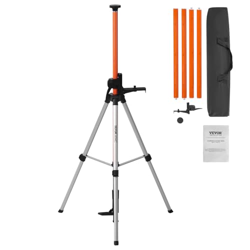VEVOR Laser Level Tripod, 1/4"-20 & 5/8"-11 Thread Mount, 40.94-133.85 inch Height Adjustment with Level Bubble & Heavy-Duty Stand, Extendable Pole Lightweight Aluminum Tripod for Laser Scanner by VEVOR - Used condition - CA$62.23