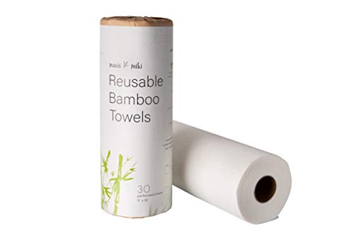 Bamboo Towels by MAVIS MIKI, 30 Sheets 1 roll, Washable & Reusable, Heavy Duty & Durable, Kitchen Paper Replacement, Strongly Absorbent, Zero Waste, Lint Free Unpaper Towel