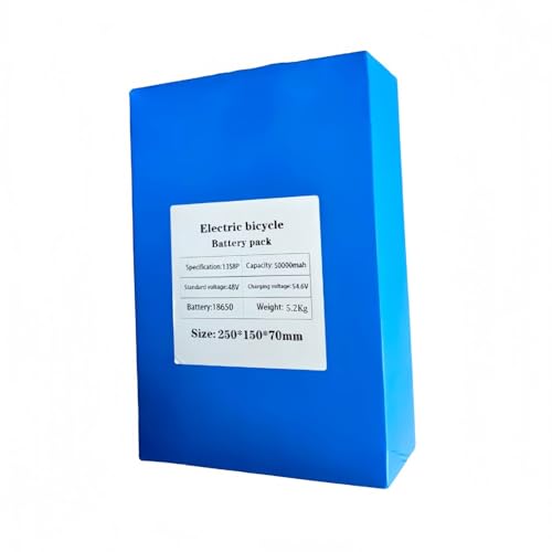 48V 50Ah 13S8P Wiederaufladbarer Lithium-Ionen-Akku Lange Akkulaufzeit Wasserdichtes PVC-Gehäuse Lange Akkulaufzeit Geeignet für Elektroroller und E-Bikes 48V 50Ah,XT60+DC