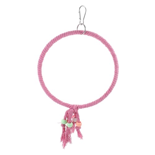 GRIRIW オウムのブランコ カモメ ハムスター 鳥串 オウムケージのおもちゃ 大きなオウムの檻 インコのバランスおもちゃ インコのバランスが鳴るおもちゃ 鳥のとまり木 綿ロープ ピンク