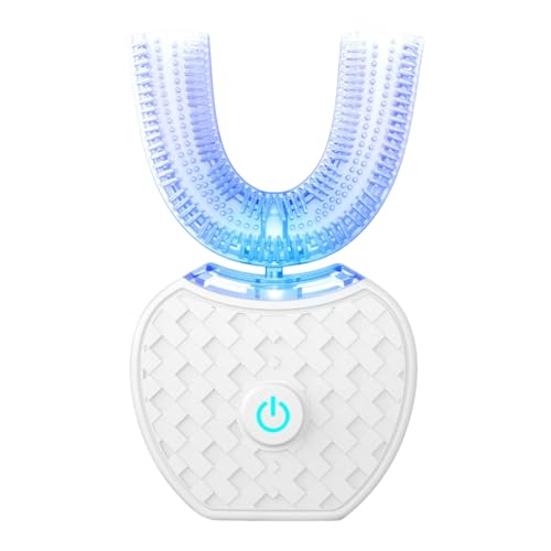 Stewlt 電動音波歯ブラシ/セルフクリーニング歯ブラシ/U 字型/大人の歯のホワイトニングブラシ/360 度超音波電動歯ブラシ/磁気充電式 (ホワイト)