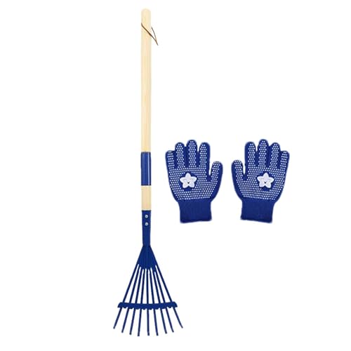Rastrillos para Hojas para Niños | Mango de Madera Desmontable de 68 cm con Guantes,Rastrillo de Jardín para Hojas,para Acampada Exploración al Aire Libre Jardinería Mantenimiento de Césped