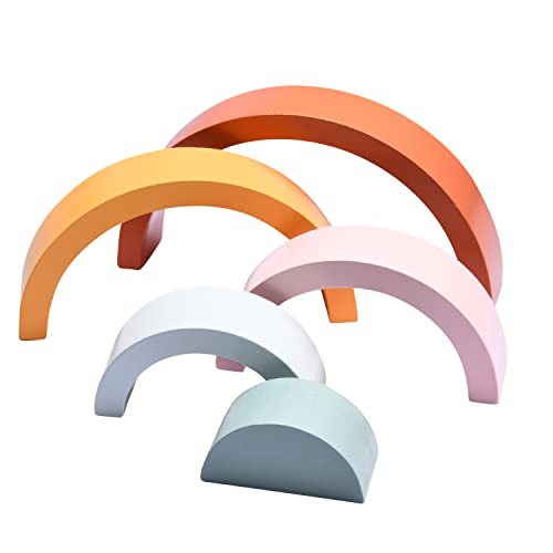 Wooden Rainbow Stacking Toy - Montessori Rainbow Nesting Puzzle - Building Block Stacker Game For Baby, Kids, And Toddler - Educational And Interactive Toys - Non-Toxic Sensory Learning Gift #TOP5