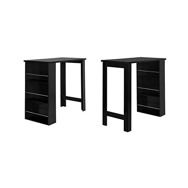 SoBuy® Kitchen Breakfast Bar Table Dining Table Coffee Table with 3 Tier Storage Rack, Black FWT17-SCH - Image 5