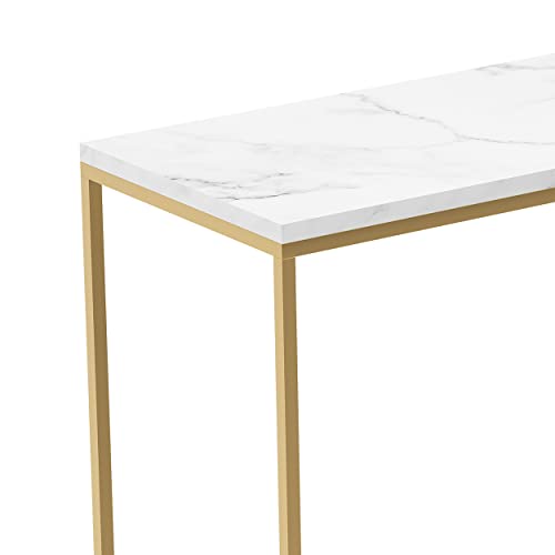 Safdie & Co. - Marble White Console Tables For Entryway, Gold Metal Console Table, Use As Doorway Table, Narrow Bar Table, Or Accent Furniture For Decorating Foyer, 31 X 12 X 28 Inches #TOP7