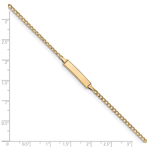 Brilliant Bijou 14K Yellow Gold Polished Cuban Id Bracelet, 5.5In For 6Months -6Y/O Gift Box Included #TOP4