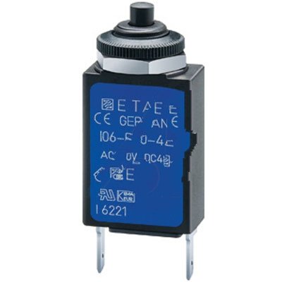 E-T-A Circuit Protection and Control 106-M2-P10-8A, Circuit Breaker; Therm; Push; Cur-Rtg 8A; Panel; 1 Pole; Vol-Rtg 240/48VAC/VDC