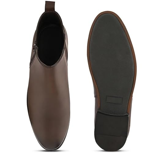 Image of FENTACIA Leather Chelsea Boots for Men | Men Ankle Slipon Boots