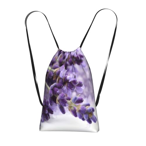 Pcoiuyb Estampado de lavanda vintage,Mochila con cordón unisex, bolsa de deporte, bolsa de gimnasio, mochila plegable con cordón