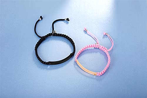 Customize Bangle Cuff Bracelet His Hers Handmade Rope Braided ID Name Matching Couples Bracelets for Lover Personalized Engrave3
