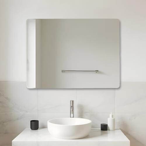 Image of Amazon Basics Frameless Rectangular Wall Mirror, 24 x 18 Inch, Unframed Beveled Edge Glass, Decorative Mirror for Bathroom, Bedroom, Entryway, Living Room & Dressing Room