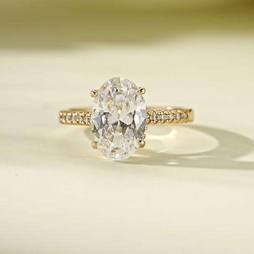 AllenCOCO Halo Engagement Rings – Thick 14K Gold Plated & Brilliant Cut CZ Promise or Wedding Rings for Women Ideal for Travel and Daily Wear4