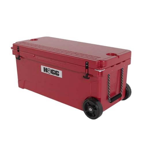 Large Cooler with Wheels - 110qt Harvest RED Ice Chest with Wheels Wheeled Cooler Insulated Ice Chest Dry Storage for Camping and Fishing Birthday Gifts for Men