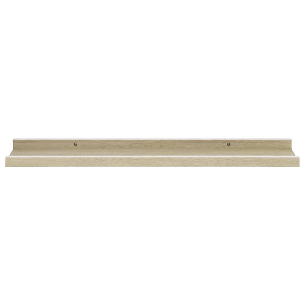 Inicio-Estantes, Estanterías de Pared y Ledges, Estantes de Pared 2 piezas Blanco y Sonoma Roble 60x9x3 cm