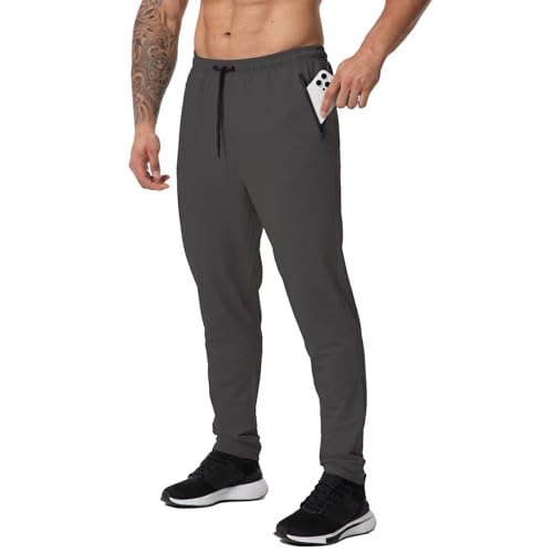 GYMELITE Calça de moletom masculina de ginástica para treino, corrida, atlética, com bolsos com zípe