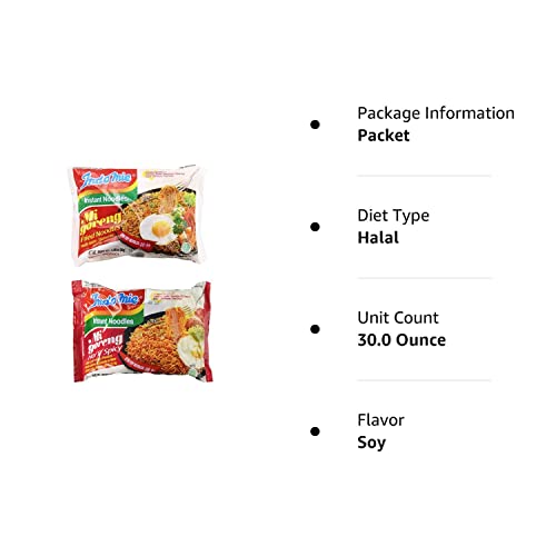 Indomie Mi Goreng Instant Halal Stir Fry Noodles Original And Hot & Spicy Bundle, 10 Counts Total #TOP1