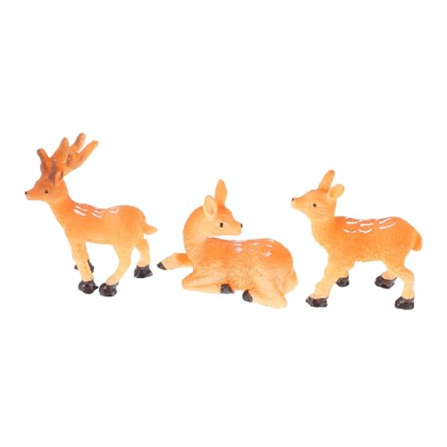 Kisangel 3pièces Figurines De Rennes Miniatures Résine Décorations Hiver pour Maison Et Jardin Ornements De Noël Petits