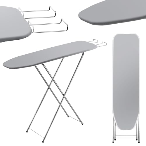 KADAX Bügelbrett mit Fach, 104x30cm Dampfbügelbrett mit ausziehbarer mit Bügeleisenablage, kompakte Dampfbügelstation mit Schaumstoffunterlage (Grau) KADAX Bügelbrett mit Fach, 104x30cm Dampfbügelbrett mit ausziehbarer mit Bügeleisenablage, kompakte Dampfbügelstation mit Schaumstoffunterlage (Grau)
