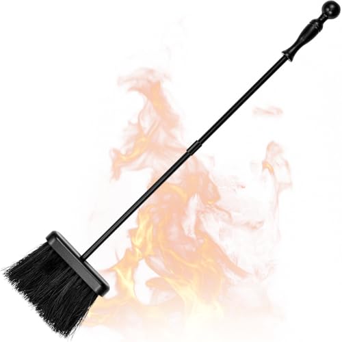 Amagabeli 66 cm Spazzola per Camino Scopa per caminetto Camino Set di Attrezzi Allentati per falò da Esterno Caminetto da Interno Supporto per Barra in Acciaio per impieghi gravosi in Ferro battuto