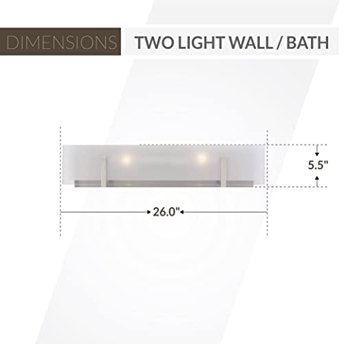 Image of Generation Lighting 2-Light Syll Bath Fixture Wall Lamp (Brushed Nickel) 4430802-962 | Bathroom Light Fixture for Home Decor | Vanity Light Fixture Uses Candelabra E12 Standard or LED Light Bulbs
