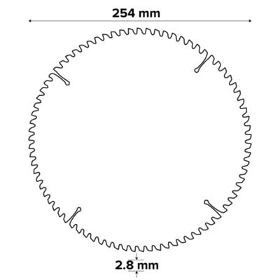 Lama per sega circolare Erbauer 254 mm 80 denti TCT taglio pulito