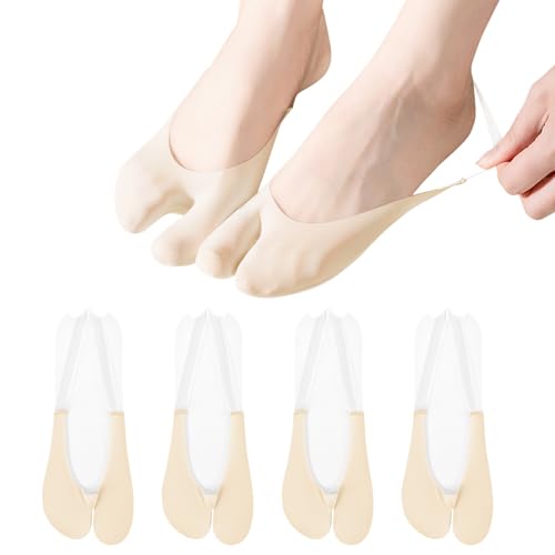 Image of No Show Socks with Invisible Sling Back Womens, 6 Pairs Low Cut Half Toe Topper Socks with Non-Slip Straps for Heels