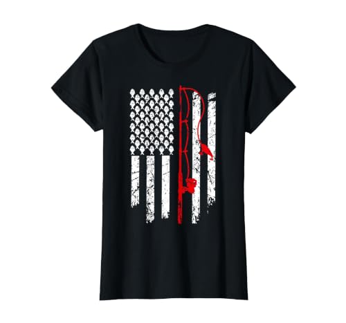 Fishing American Flag Husband Son Grandson Funny Fisherman T-Shirt, Women, Black, 3X-Large