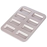 CHEFMADE Financier Cake Pan, 8-Cavity Non-Stick Rectangle Muffin Pan Biscuits Cookies Bakeware, FDA Approved for Oven Baking (Champagne Gold)